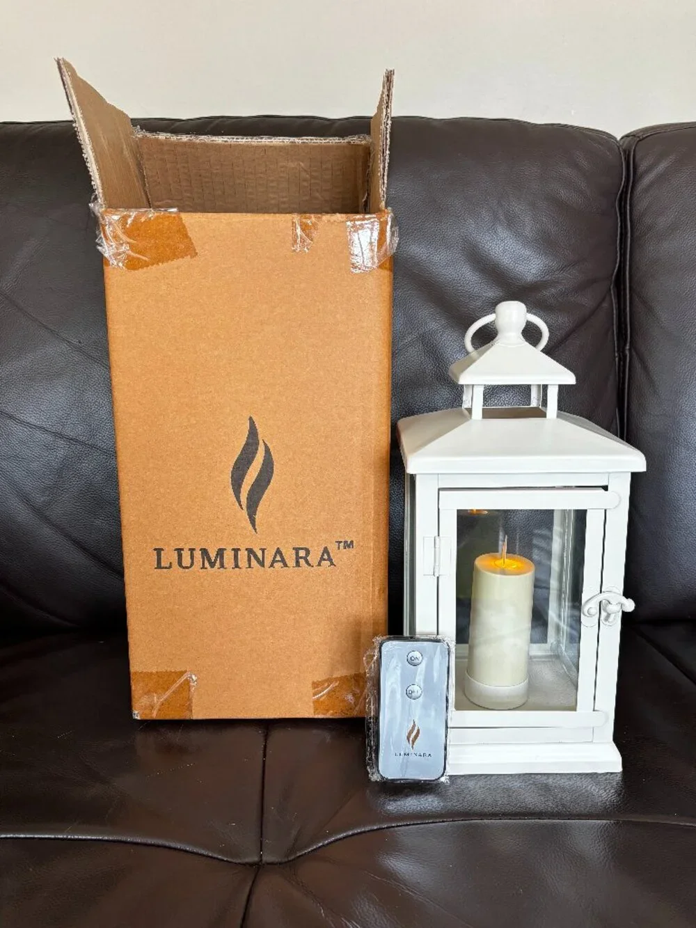NWT Luminara White Lantern w/ Flickering Candle & Remote - 11